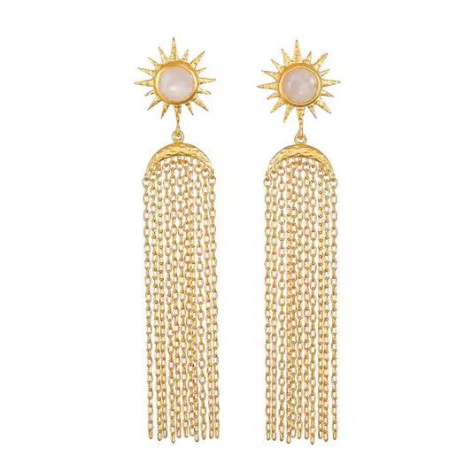 Radiant Rise Sunburst Moonstone Earrings